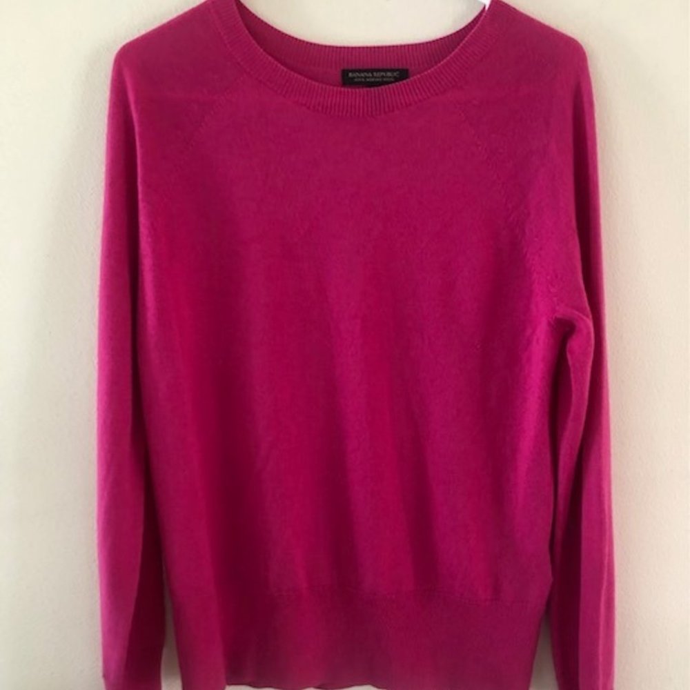 COPY - Banana Republic Sweater in a vibrant raspberry pink hue